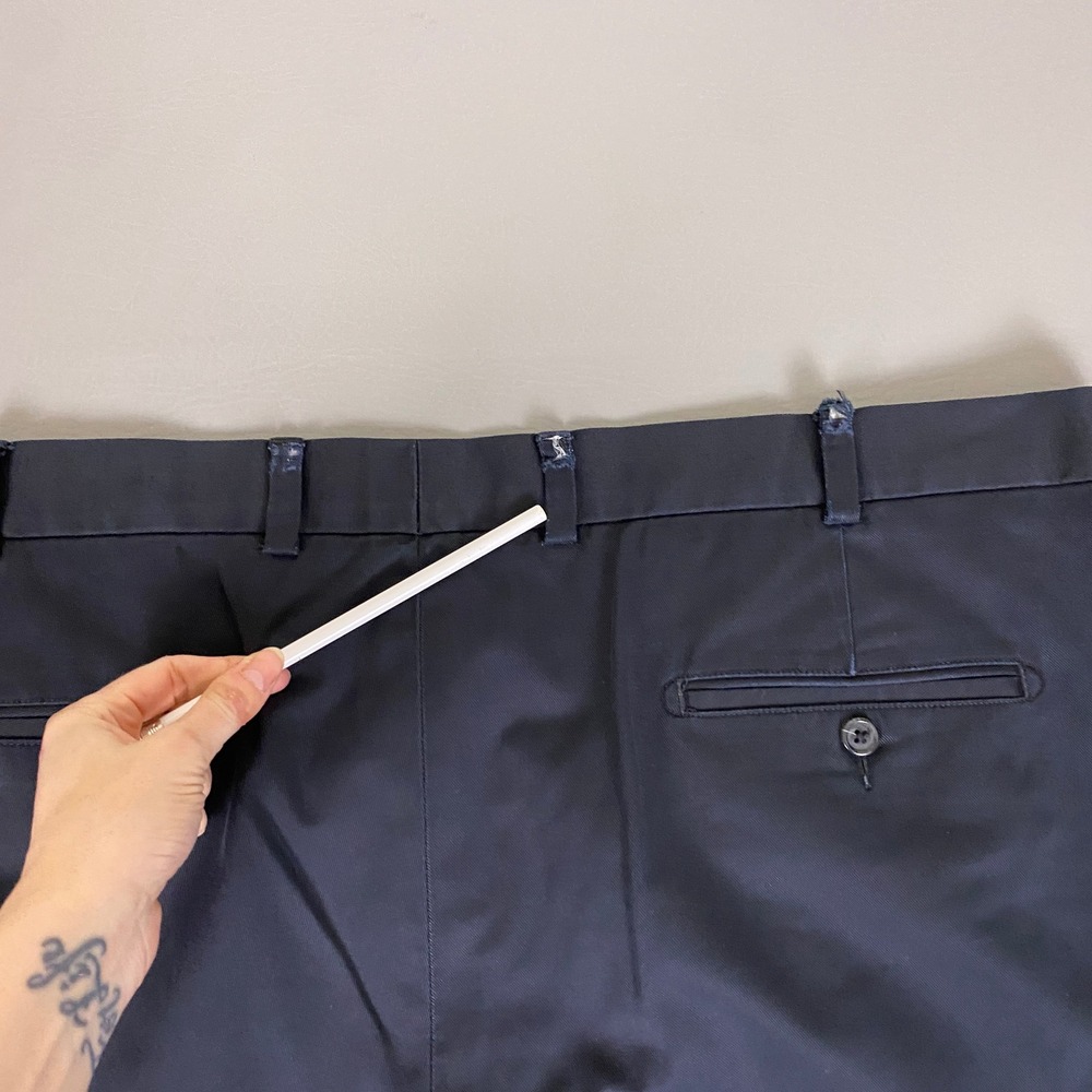 Nordstrom Pants Men's 44x30 Navy Blue Smartcare Pleated Wrinkle Free w/ *Flaws - Picture 14 of 16